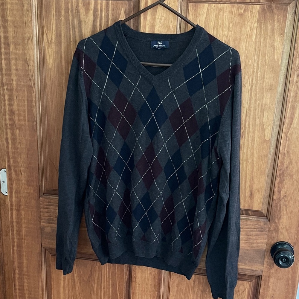 Brooks Brothers,V-Neck,Argyle Sweater, Italian Merino Wool,Preppy, Men’s size:M